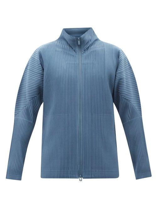 Homme Pliss Issey Miyake - High-neck Technical-pleated Track Top - Mens - Blue