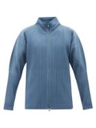 Homme Pliss Issey Miyake - High-neck Technical-pleated Track Top - Mens - Blue