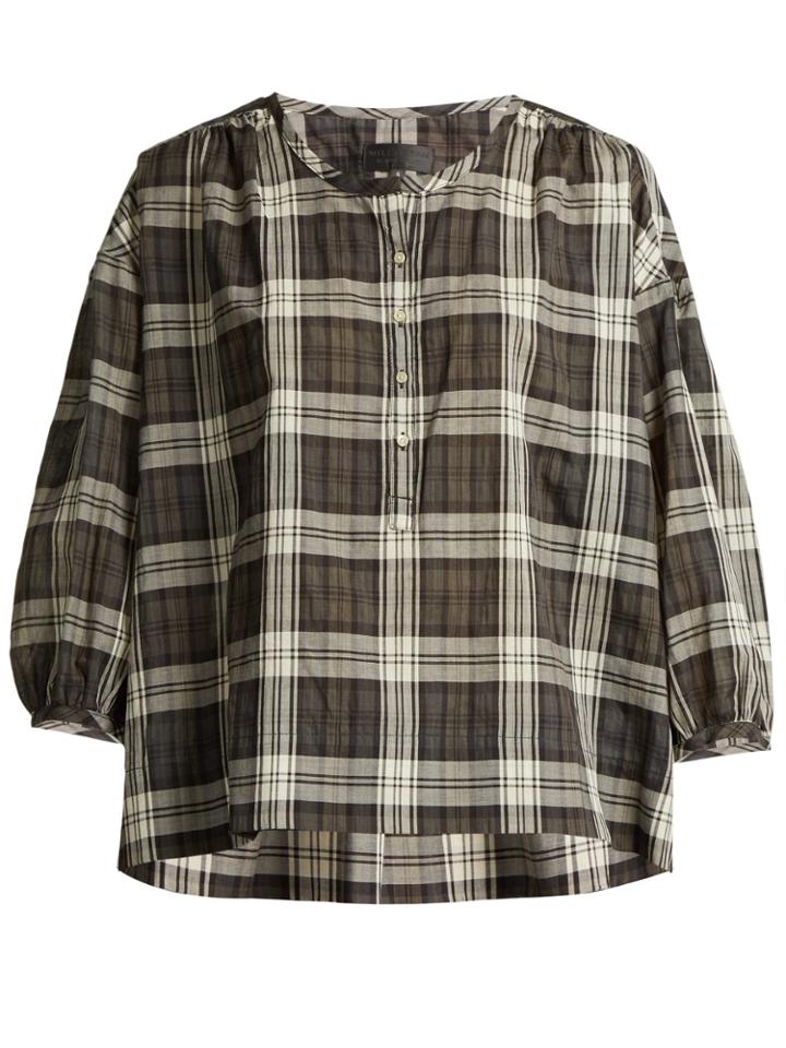 Nili Lotan Paloma Tartan Cotton Top