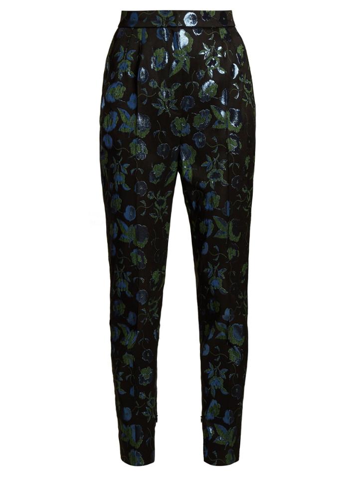 Dolce & Gabbana Floral-brocade High-waist Cigarette Trousers