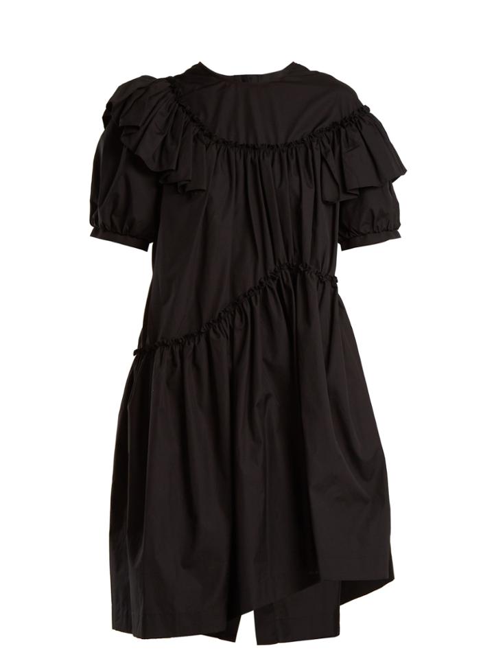 Simone Rocha Asymmetric Ruffle-trimmed Cotton-poplin Dress
