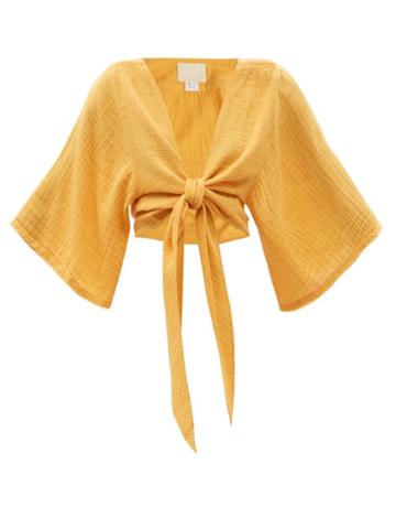 Ladies Beachwear Anaak - Anekka Cotton-gauze Cropped Top - Womens - Orange