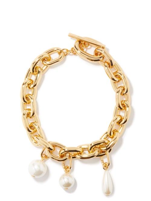 Paco Rabanne - Xl Link And Faux-pearl Charm Necklace - Womens - Pearl