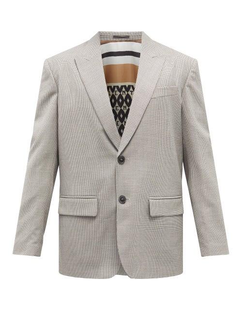 Mens Rtw Valentino - Single-breasted Houndstooth-wool Suit Jacket - Mens - Grey