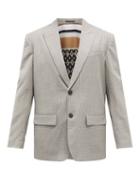 Mens Rtw Valentino - Single-breasted Houndstooth-wool Suit Jacket - Mens - Grey