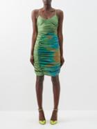 Ahluwalia - Jade Ruched Recycled-fibre Satin Dress - Womens - Green