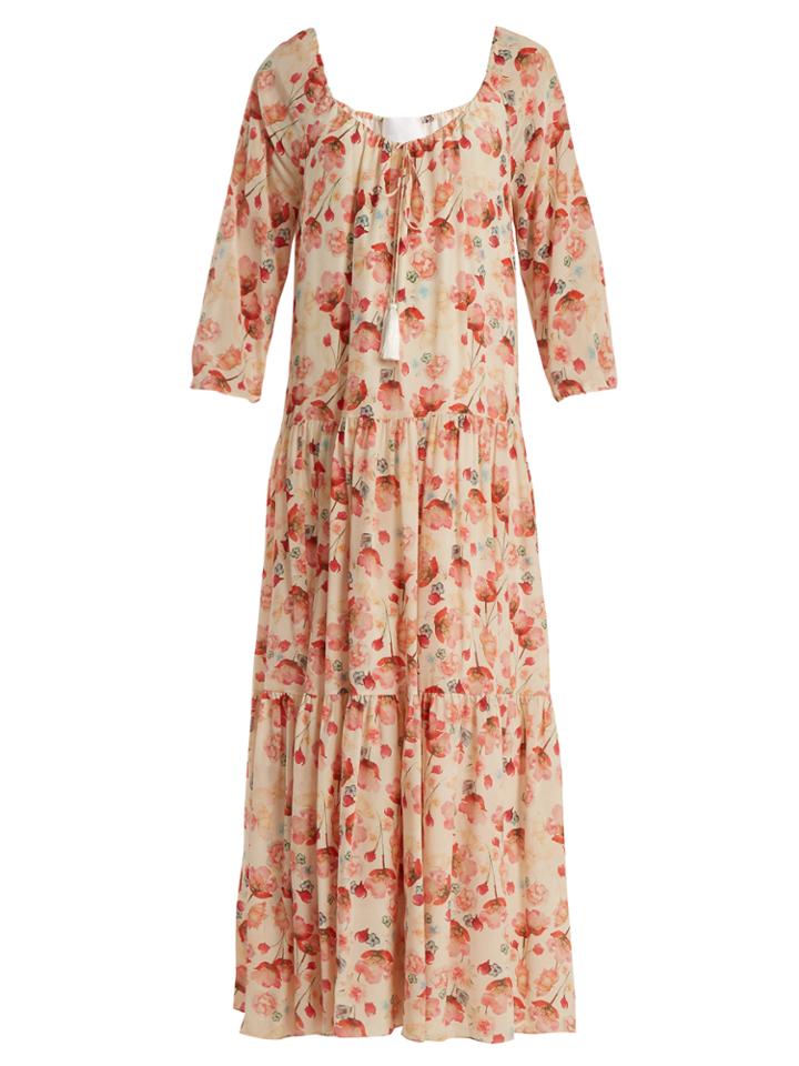 Athena Procopiou Poppy In Love Drawstring-neck Silk Dress