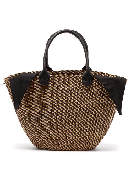 Matchesfashion.com Muu - Marlene Woven Straw And Cotton Basket Bag - Womens - Black