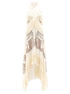Etro - Dancer Fringed Handkerchief-hem Silk Dress - Womens - White Print