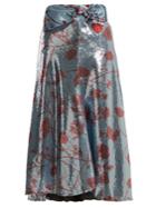 Johanna Ortiz Bow-detail Floral-print Sequin-embellished Skirt