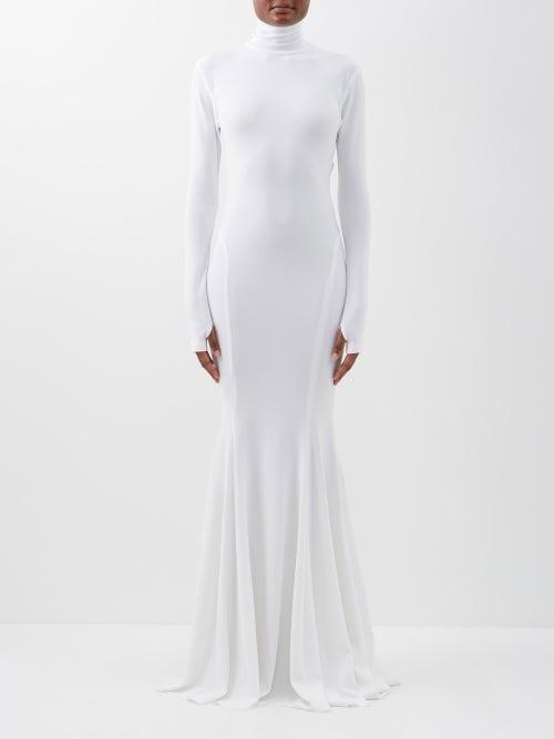 Norma Kamali - Turtle Cutout-back Jersey Maxi Dress - Womens - White