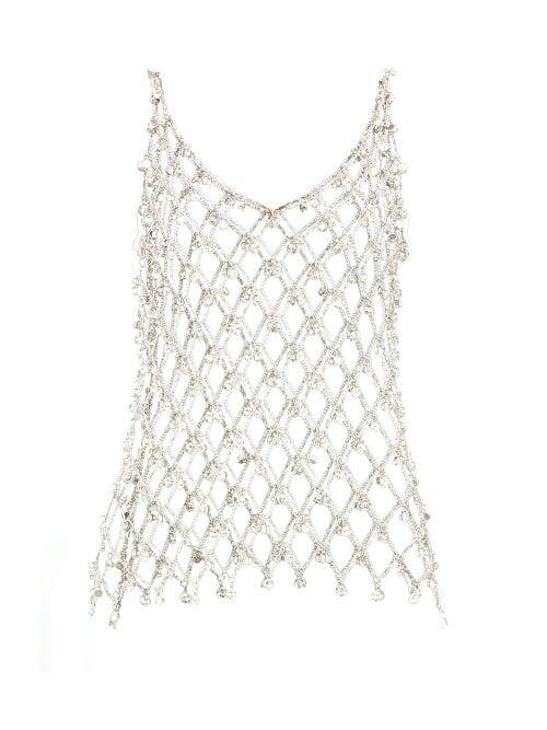 Matchesfashion.com Paco Rabanne - Crystal Embellished Chainmail Tank Top - Womens - Silver