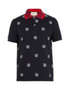Gucci Tiger-embroidered Stretch-cotton Polo Shirt