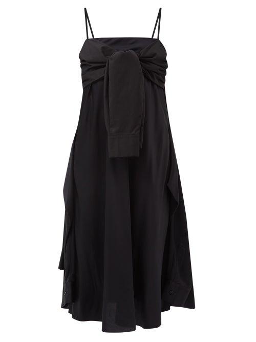 Mm6 Maison Margiela - Knotted Crepe Midi Dress - Womens - Black