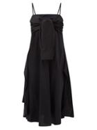 Mm6 Maison Margiela - Knotted Crepe Midi Dress - Womens - Black