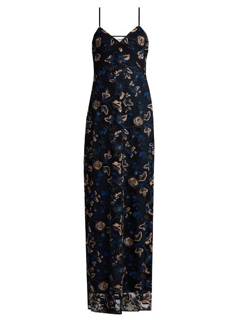 Self-portrait Eva Floral-embroidered Slip Dress