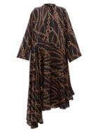Matchesfashion.com Balenciaga - Chain Print Logo Silk Jacquard Dress - Womens - Black Multi