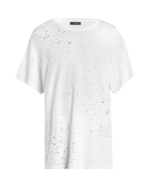 Matchesfashion.com Amiri - Shotgun Distressed Jersey T-shirt - Mens - White