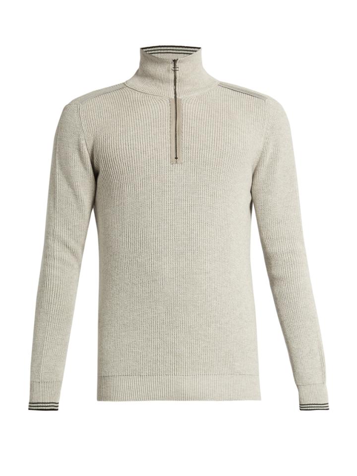 Lanvin Zip-front Cotton And Wool-blend Sweater