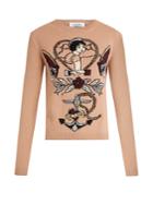 Valentino Tattoo-intarsia Wool And Cashmere-blend Sweater