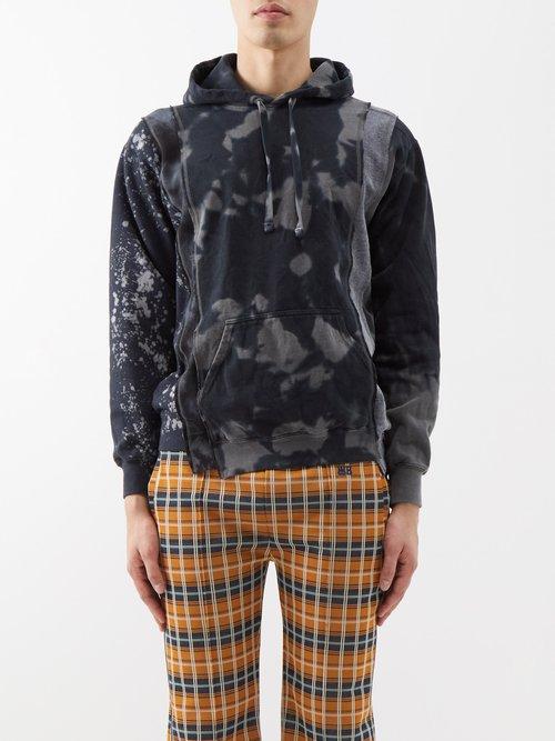 Needles - 5 Cuts Tie-dye Cotton-blend Jersey Hoodie - Mens - Black Grey