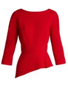 Matchesfashion.com Lanvin - Asymmetric Peplum Wool Crepe Top - Womens - Red
