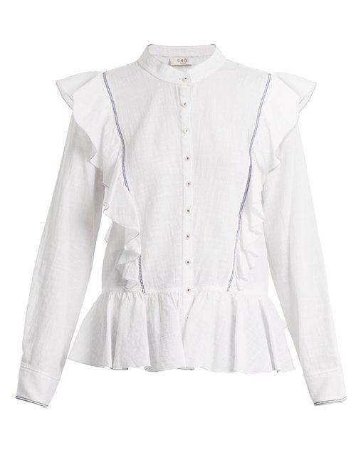 Matchesfashion.com Sea - Vienna Cotton Voile Blouse - Womens - White