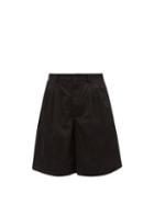 Comme Des Garons Shirt - Double-pleat Cotton-drill Wide-leg Shorts - Mens - Black