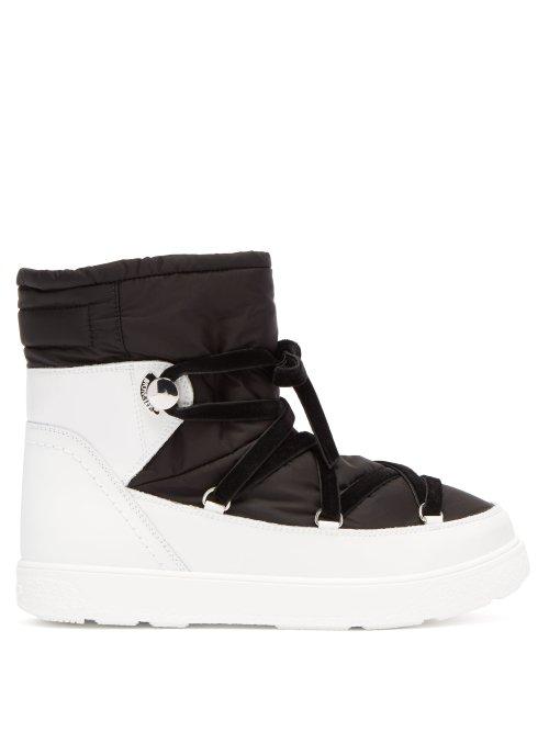 Matchesfashion.com Moncler - Stephanie Contrast Panel Boots - Womens - Black White