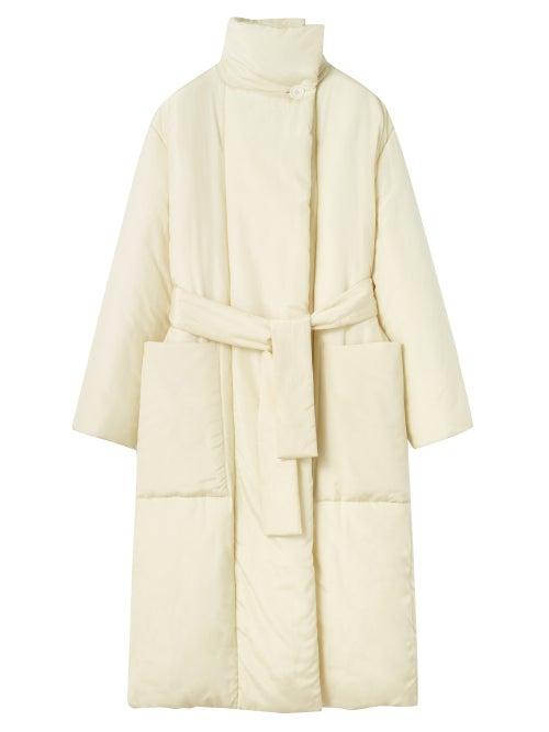 Lemaire - Padded Cotton And Silk-blend Crepe Coat - Womens - Ivory