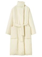 Lemaire - Padded Cotton And Silk-blend Crepe Coat - Womens - Ivory