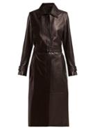 Matchesfashion.com Bottega Veneta - Single Breasted Leather Coat - Womens - Black