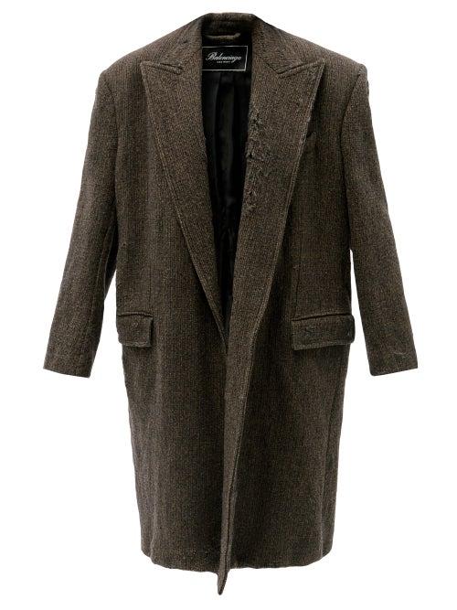 Balenciaga - Oversized Distressed-wool Coat - Womens - Brown