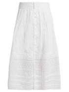 Matchesfashion.com Sea - Lace Trimmed Cotton Skirt - Womens - White