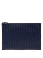 Matchesfashion.com Bottega Veneta - Intrecciato Leather Pouch - Womens - Navy
