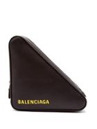 Matchesfashion.com Balenciaga - Triangle Pochette M Leather Clutch - Womens - Black Yellow