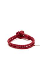 Matchesfashion.com Bottega Veneta - Double Wrap Leather Bracelet - Mens - Red