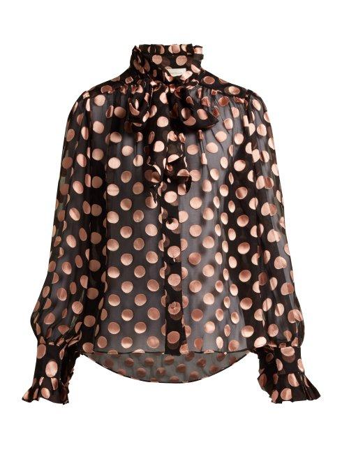 Matchesfashion.com Zimmermann - Silk Blend Polka Dot Blouse - Womens - Black Pink