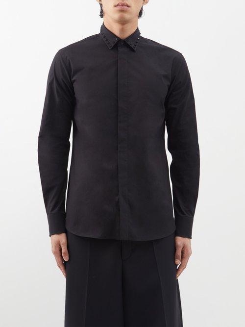 Valentino - Rockstud Cotton-poplin Shirt - Mens - Black