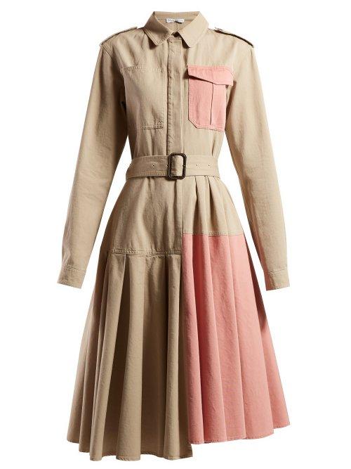 Matchesfashion.com Jw Anderson - Belted Panelled Cotton Shirtdress - Womens - Pink Multi