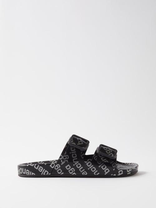 Balenciaga - Mallorca Logo-print Leather Sandals - Mens - Black