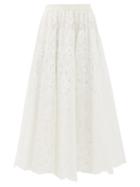 Matchesfashion.com Redvalentino - Grosgrain-waistband Crochet Midi Skirt - Womens - White