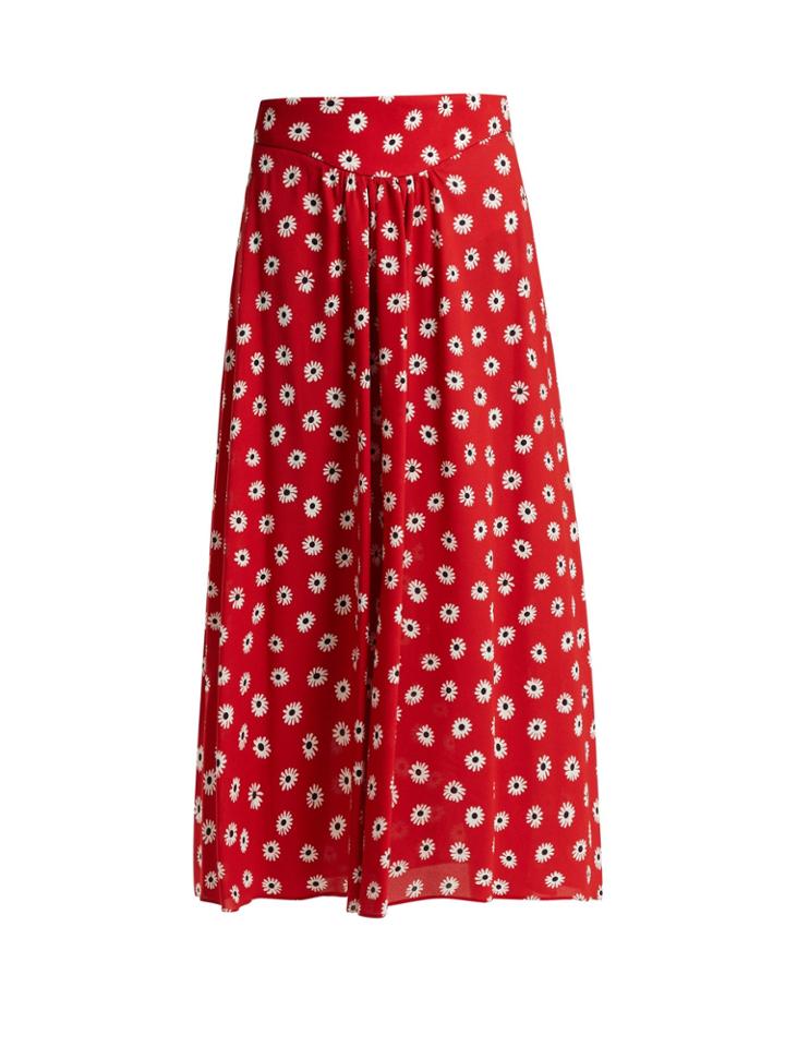 Miu Miu Daisy-print Midi Skirt