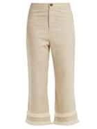 Matchesfashion.com Staud - Cassie Raffia Trimmed Linen Blend Trousers - Womens - Khaki