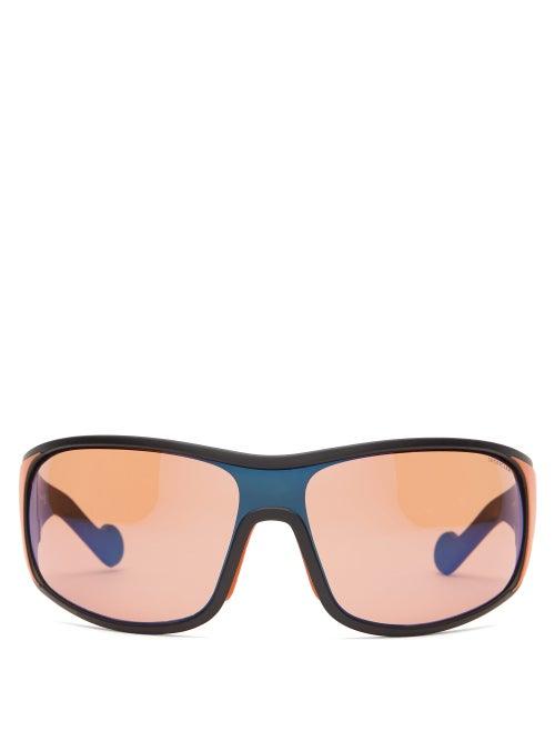 Matchesfashion.com Moncler - Logo-print Mirrored-lens Ski Sunglasses - Mens - Orange