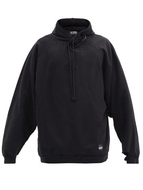 Matchesfashion.com Raf Simons - Safety-pin Distressed Cotton Hooded Sweatshirt - Mens - Black