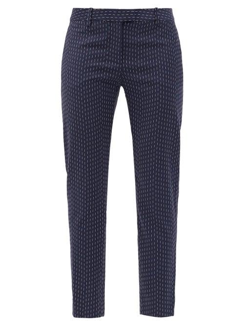 Matchesfashion.com Altuzarra - Henri Pinstriped Crepe Slim-leg Trousers - Womens - Navy