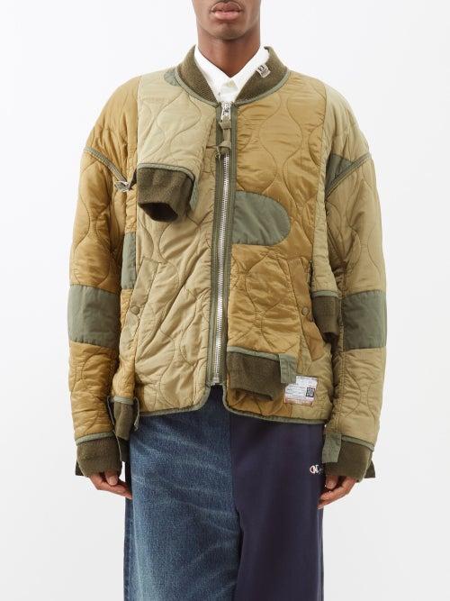 Mihara Yasuhiro - Deconstructed Patchworked Nylon Bomber Jacket - Mens - Khaki