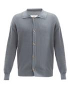Le17septembre Homme - Spread-collar Cotton-blend Cardigan - Mens - Blue