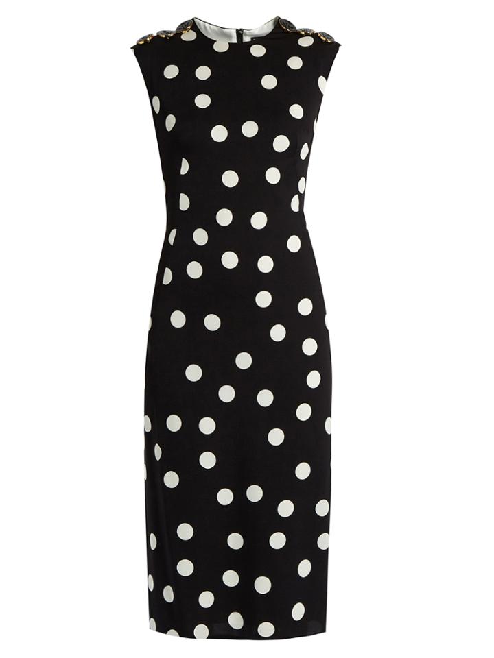 Dolce & Gabbana Polka-dot Print Silk-blend Charmeuse Dress